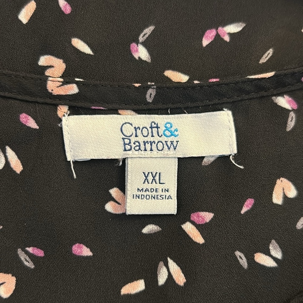Croft & Barrow Black Floral Short Sleeve Flowy Career Casual Top Size XXL - Picture 6 of 7